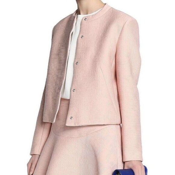 NWT Sandro Women’s Textured Jacket Blazer In Light Rose Pink Size 40 NWT - Picture 1 of 16